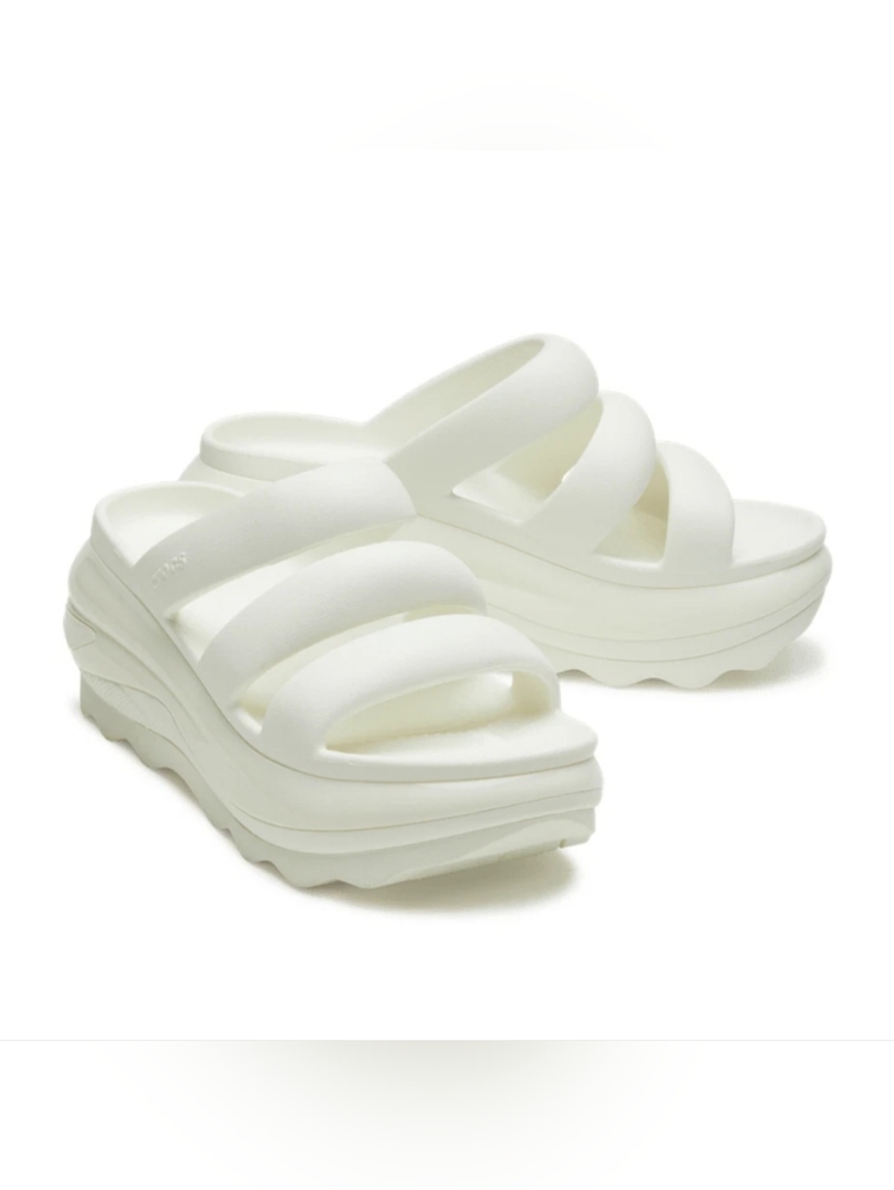 CROCS White Triple-Band Platform Slide Sandals